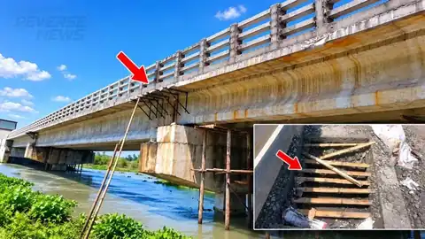 টাঙ্গাইলের বাসাইলের মাইজখাড়া ব্রিজের নিচে বাঁশের খুঁটি ও ঢালাইয়ের ছবি
